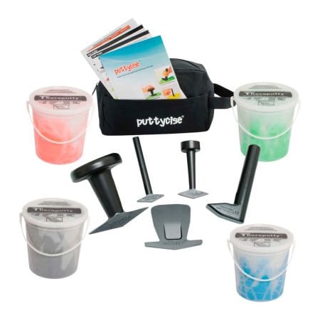 Fabrication Enterprises Puttycise TheraPutty Set, 5 Tools, 4 x 5 lb. Putties, Hard (Red, Green, Blue, Black) 342873